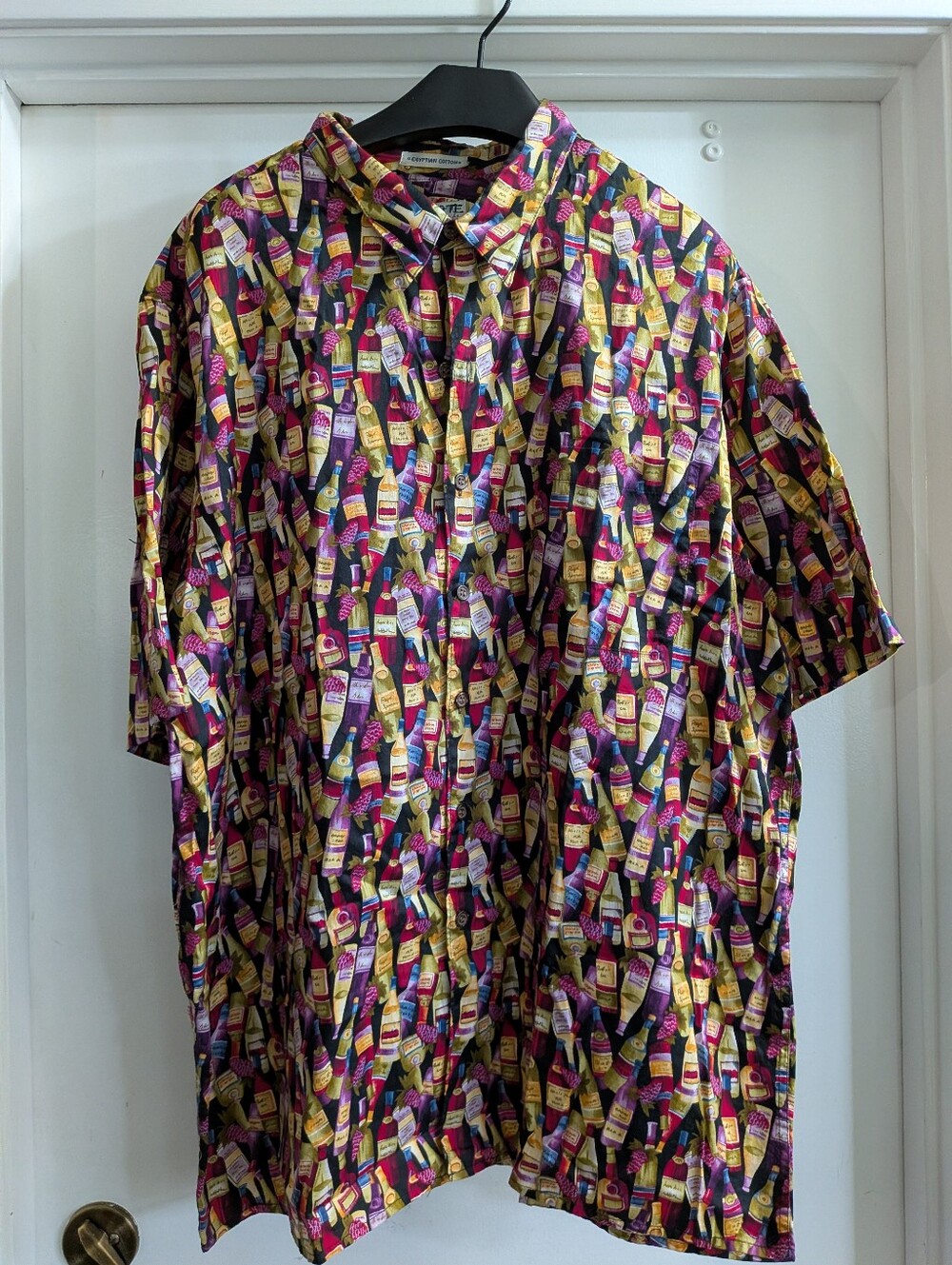 Reyn Spooner Mens Wine Bottle Grape Print Organic Cotton Hawaiian Shirt XXL